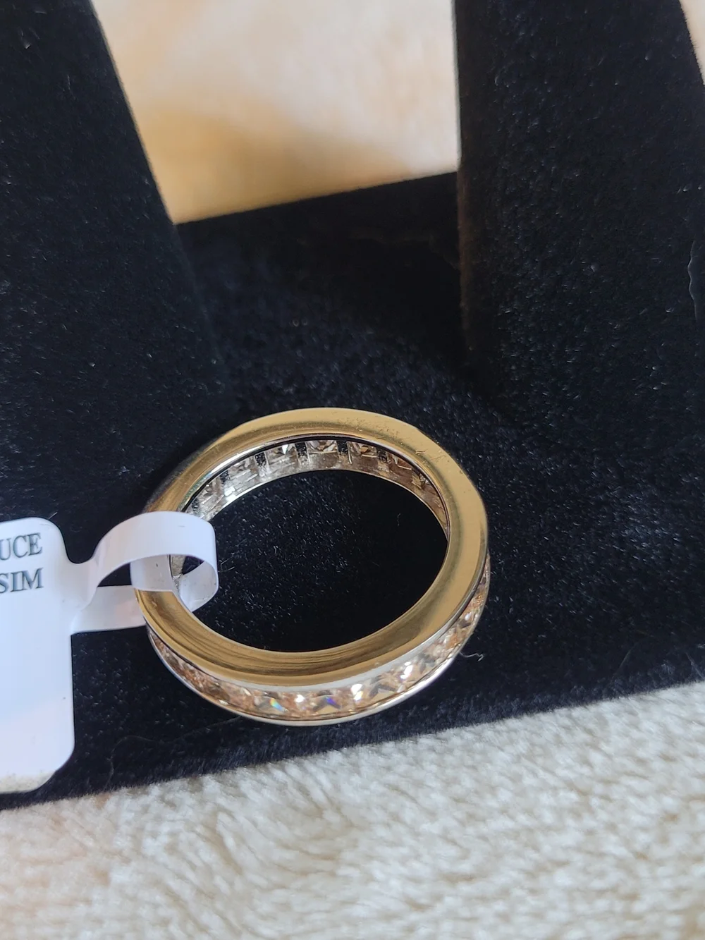 Champagne Crystal Channel Band Ring in Gold-Tone - Picture 3 of 5